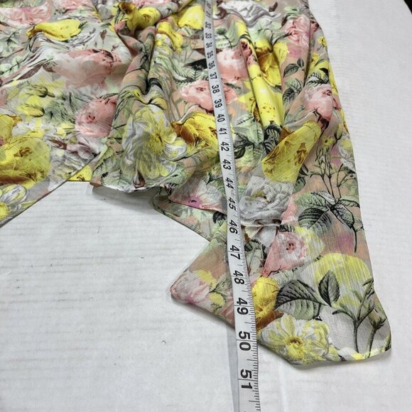 INC Wrap Dress Womens 20W Yellow Floral Midi Semi Sheer Lined Flowy Romantic - Picture 5 of 9